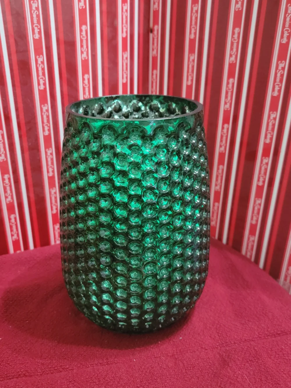 Czech Green Textured Glass Vases - Set of 2 HTF